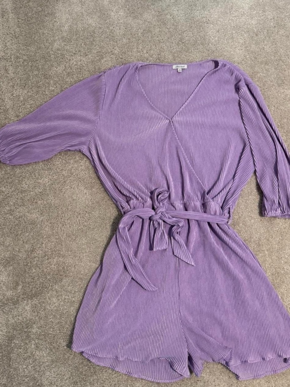 Lilac V-Neck Belted Romper - Women